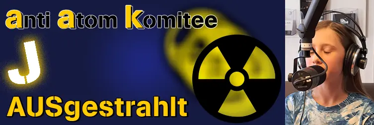 Logo der Sendung "AUSgestrahlt" mit einem Foto der Mitwirkenden Charlotte