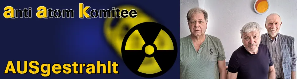 Logo der Sendung "AUSgestrahlt" mit einem Foto der 3 Mitwirkenden Gerold Wagner, Manfred Doppler und Fred Ebner