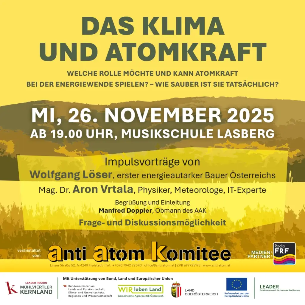 Plakat, das über den Infoabend in Lasberg am 26. November 2025 informiert